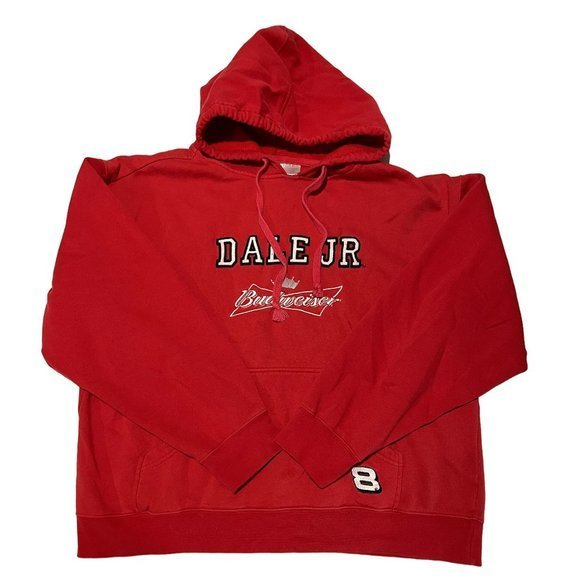Boys Large Budweiser Dale Jr Red Hoodie Size‎ Large C1 - Picture 1 of 5